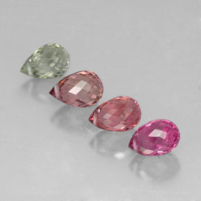 Gemas de turmalina multicolor natural de  ct, briolette, VVS-VS