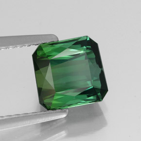 Turmalina verde natural de 1,76 ct, corte esmeralda, VVS-VS
