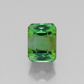 Turmalina verde natural de 1,11 ct, corte esmeralda, VVS-VS