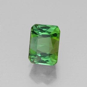 Turmalina verde natural de 1,11 ct, corte esmeralda, VVS-VS