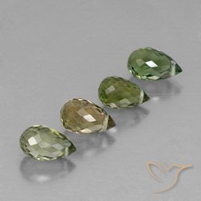Gemas de Turmalina Verde oscuro natural de 2.20 ct, Corte Briolette, VS