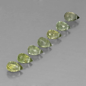 Gemas de Turmalina Pale Lime Green  natural de 2.89 ct, Corte Briolette, VS