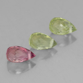 Gemas de turmalina multicolor natural de  ct, briolette, VS