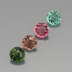 Gemas de turmalina multicolor natural de  ct, corte redondo, VVS