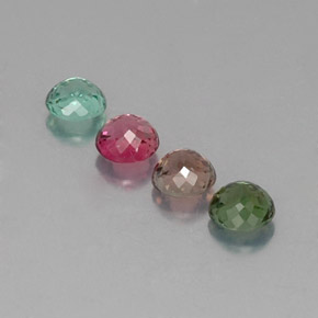 Gemas de turmalina multicolor natural de  ct, corte redondo, VVS