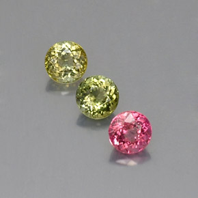 Gemas de turmalina multicolor natural de  ct, corte redondo, VVS-VS