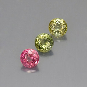 Gemas de turmalina multicolor natural de  ct, corte redondo, VVS-VS