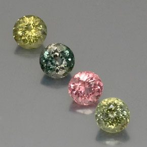 Gemas de turmalina multicolor natural de  ct, corte redondo, VVS-VS