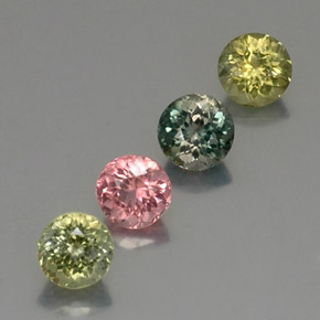 Gemas de turmalina multicolor natural de  ct, corte redondo, VVS-VS