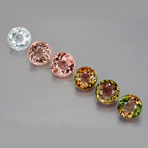 Gemas de turmalina multicolor natural de  ct, corte redondo, VVS-VS