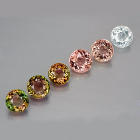 Gemas de turmalina multicolor natural de  ct, corte redondo, VVS-VS