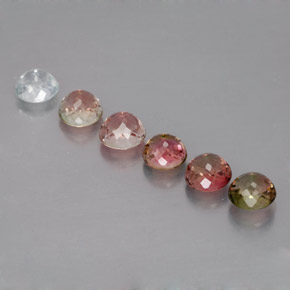 Gemas de turmalina multicolor natural de  ct, corte redondo, VVS-VS