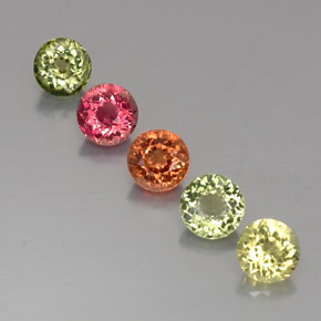 Gemas de turmalina multicolor natural de  ct, corte redondo, VVS