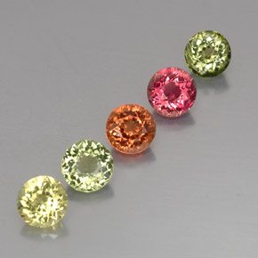 Gemas de turmalina multicolor natural de  ct, corte redondo, VVS