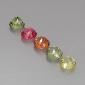Gemas de turmalina multicolor natural de  ct, corte redondo, VVS