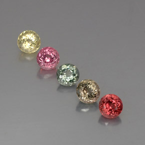 Gemas de turmalina multicolor natural de  ct, corte redondo, VVS