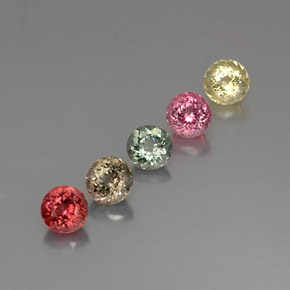 Gemas de turmalina multicolor natural de  ct, corte redondo, VVS