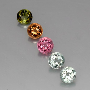 Gemas de turmalina multicolor natural de  ct, corte redondo, VVS-VS