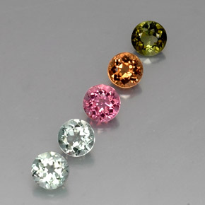 Gemas de turmalina multicolor natural de  ct, corte redondo, VVS-VS