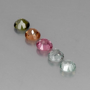 Gemas de turmalina multicolor natural de  ct, corte redondo, VVS-VS
