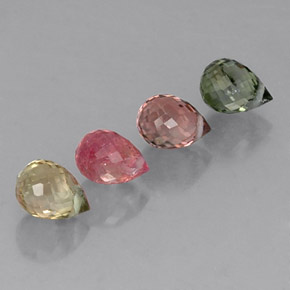 Gemas de turmalina multicolor natural de  ct, briolette, VS