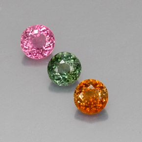 Gemas de turmalina multicolor natural de  ct, corte redondo, VVS-VS