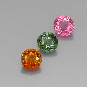 Gemas de turmalina multicolor natural de  ct, corte redondo, VVS-VS