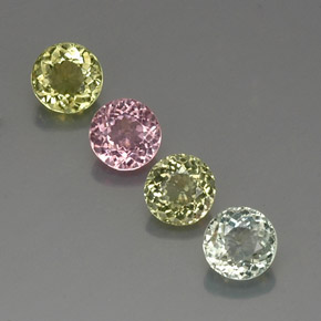 Gemas de turmalina multicolor natural de  ct, corte redondo, VVS-VS