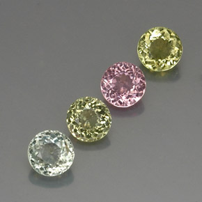Gemas de turmalina multicolor natural de  ct, corte redondo, VVS-VS