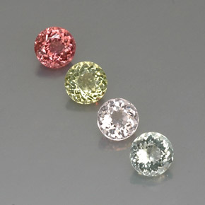 Gemas de turmalina multicolor natural de  ct, corte redondo, VVS-VS