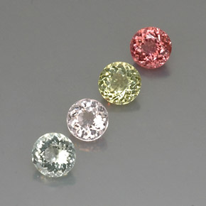 Gemas de turmalina multicolor natural de  ct, corte redondo, VVS-VS