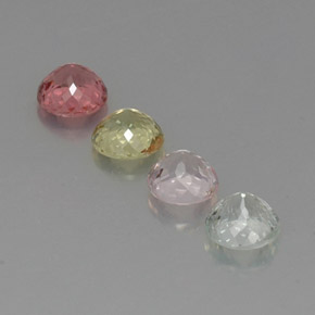 Gemas de turmalina multicolor natural de  ct, corte redondo, VVS-VS