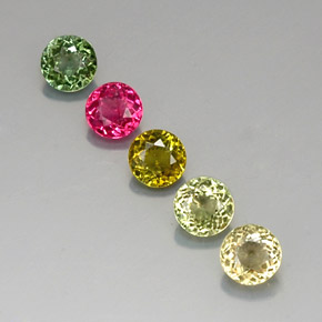 Gemas de turmalina multicolor natural de  ct, corte redondo, VVS-VS