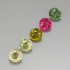 Gemas de turmalina multicolor natural de  ct, corte redondo, VVS-VS