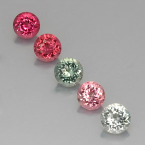 Gemas de turmalina multicolor natural de  ct, corte redondo, VVS-VS