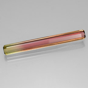 Turmalina bicolor natural de 5,14 ct, corte esmeralda, VS