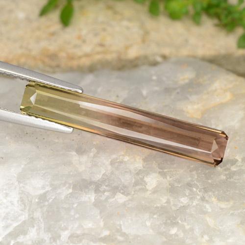 Turmalina bicolor natural de 4,87 ct, corte esmeralda, VVS-VS