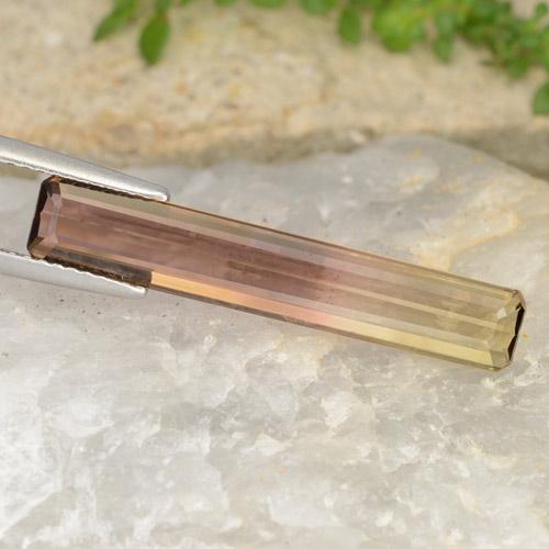 Turmalina bicolor natural de 4,63 ct, corte esmeralda, VVS-VS