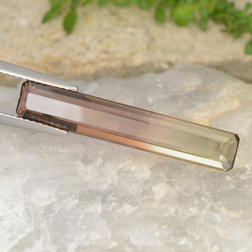 Turmalina bicolor natural de 4,63 ct, corte esmeralda, VVS-VS