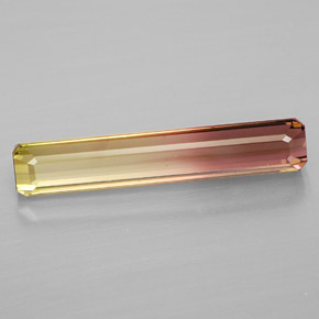 Turmalina bicolor natural de 4,12 ct, corte esmeralda, VS