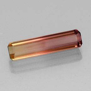 Turmalina bicolor natural de 3,18 ct, corte esmeralda, VVS-VS