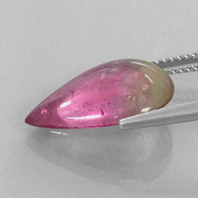 Turmalina bicolor natural de 6,72 ct, en forma de pera, transparente