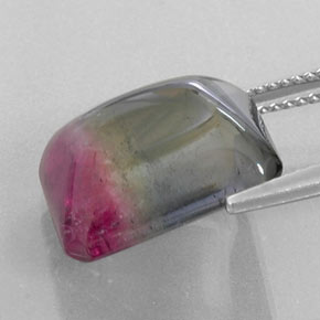 Turmalina bicolor natural de 12,38 ct, transparente, transparente / translúcido