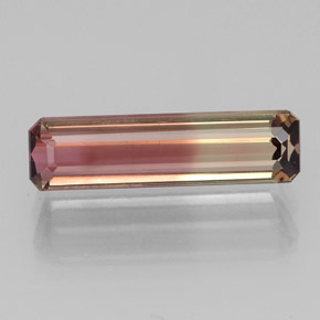 Turmalina bicolor natural de 1,94 ct, corte esmeralda, VS
