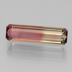 Turmalina bicolor natural de 1,94 ct, corte esmeralda, VS