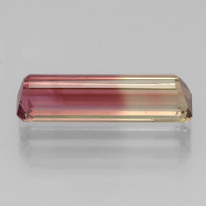 Turmalina bicolor natural de 1,94 ct, corte esmeralda, VS