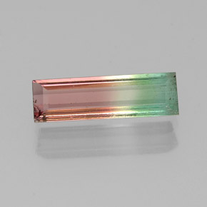 Turmalina multicolor natural de 0,84 ct, baguette, VS-SI