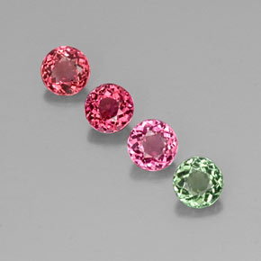 Gemas de turmalina multicolor natural de  ct, corte redondo, VVS-VS
