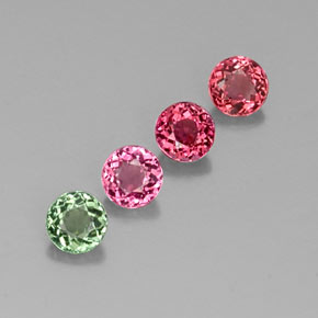 Gemas de turmalina multicolor natural de  ct, corte redondo, VVS-VS