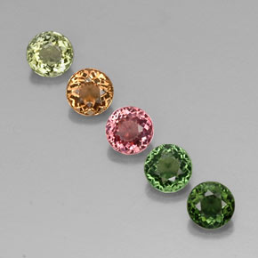 Gemas de turmalina multicolor natural de  ct, corte redondo, VVS-VS